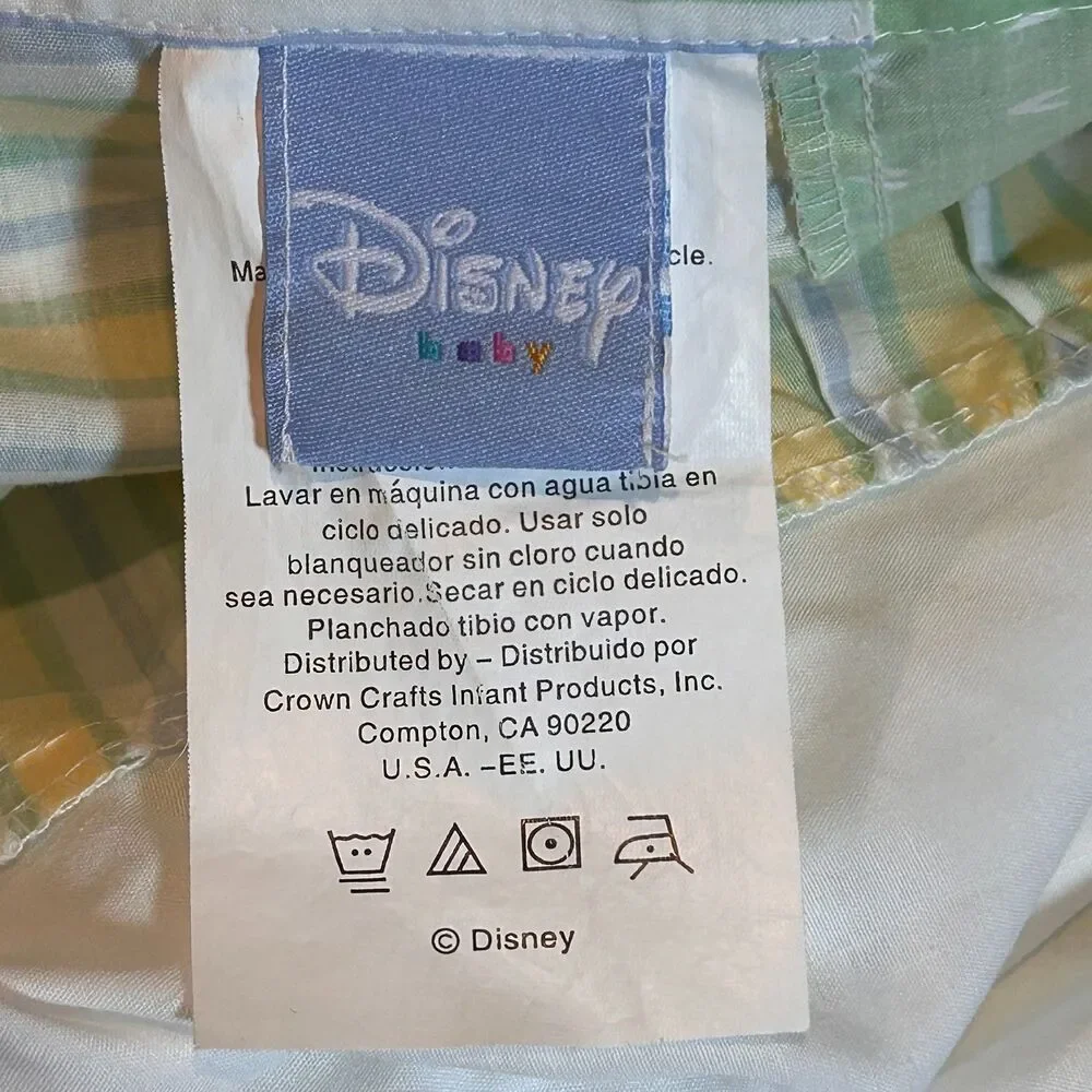 Vintage Disney Peek a Pooh Boo 3 Piece Crib Set Quilted Comforter Sheet Ruffle